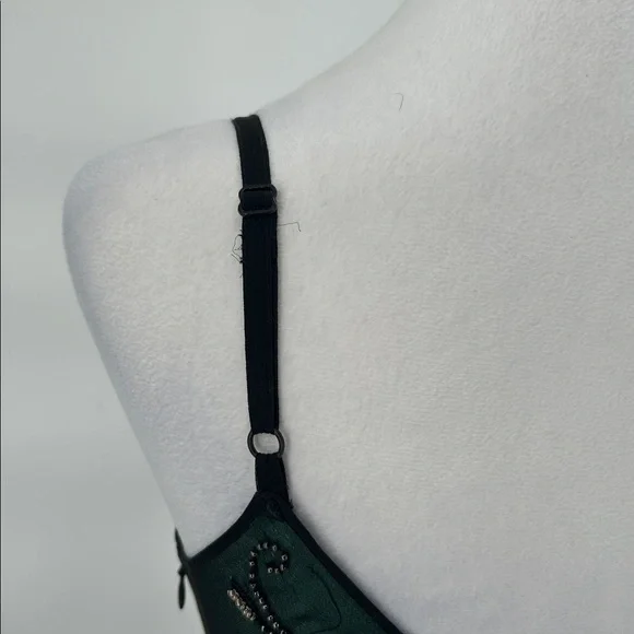 Adrianna Papell Dark Green Embellished Gown Silk Beaded Evening Gown Size 4 - Picture 10 of 16